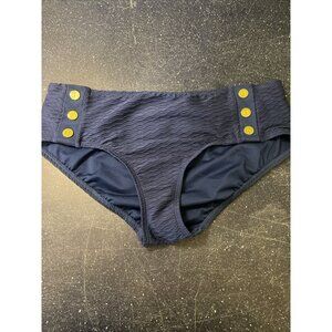 NWT Bleu by Rod Beattie Diamond Textured Swim Bottoms Blue Gold Button Accent 10